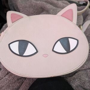 Cat Face Crossbody Bag - Cream and Pink